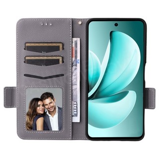 Vỏ Cho Realme C71 C75 C75X C100 C100X C100i 14X P3 Lite 4G 2025 Sang Trọng Lật Da Bên Khóa Lychee Kết Cấu Vỏ Điện Thoại Khe Cắm Thẻ Ví Đứng Giá Đỡ Vỏ Điện Thoại Chống Sốc