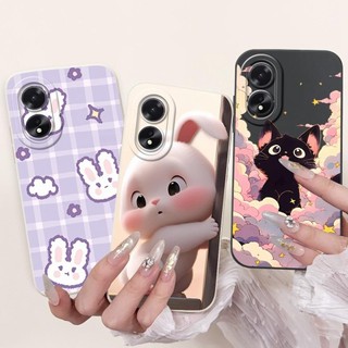 Ốp Lưng Cho Oppo A38 CPH2579 Ốp lưng Oppo A18 CPH2591 Ốp Lưng Thỏ Đáng Yêu Wofl Da Báo Hoạt Hình Ốp Lưng Silicon Lỏng