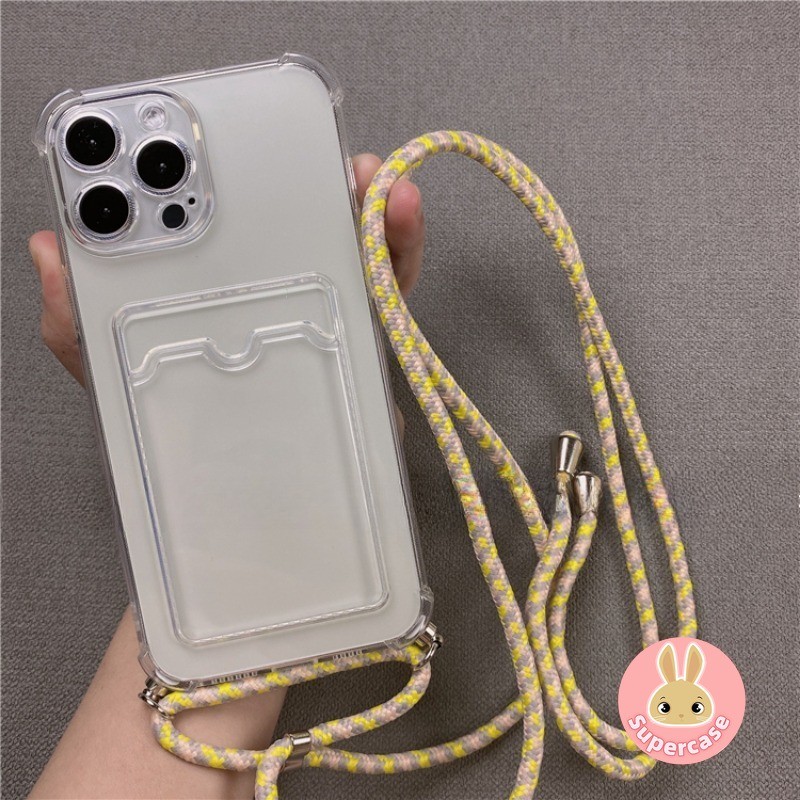 Có Dây Đeo Ngang Trong Suốt Ốp Lưng Điện Thoại OPPO Reno 13 13F 12F 11F 8 7 6 A60 A5S A3S A12 A12E A9 A5 2020 5G 4G Vỏ Đựng Thẻ Vỏ Mềm Có Dây Đeo Nhiều Màu