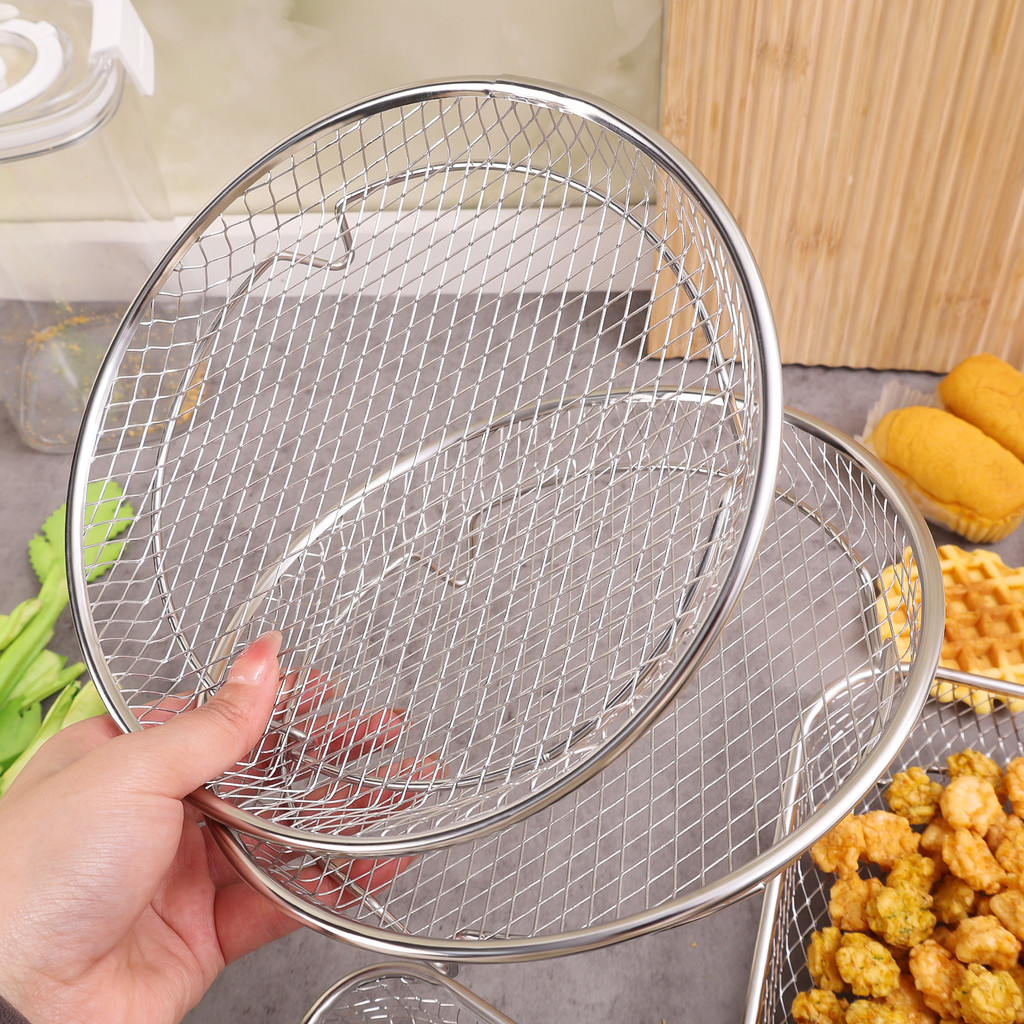 Giá Chiên Không Khí Bằng Thép Không Gỉ Hấp Giá Khay Nồi Chiên Không Khí Phụ Kiện Nướng Chảo BBQ Giá Nấu Ăn Dụng Cụ Nhà Bếp