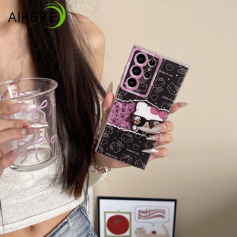 Ốp Điện Thoại HelloKitty Mát Cho Tecno Camon 40 30 Premier 18 16S 15 Air Spark 30 30C 20 20C 10 Pro 6 Go 1 2024 POP 8 5G 4G Vỏ Đô La Hồng Hoạt Hình Dễ Thương Vỏ Mềm Trong Suốt