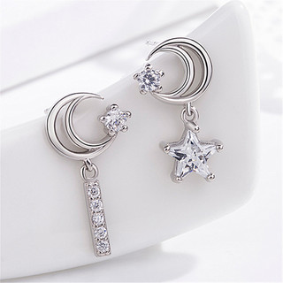 ♥ Bông tai tinh tế Tất cả các trận đấu Bông tai bầu trời đầy sao Trang sức mặt trăng ngôi sao bất đối xứng