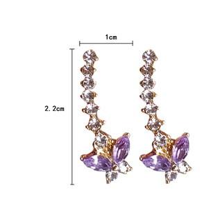 Siêu Cổ Tích Tím Kim Cương Bướm Bông Tai Nữ Niche Thiết Kế Tinh Tế Bông Tai Độc Đáo Cao Cấp