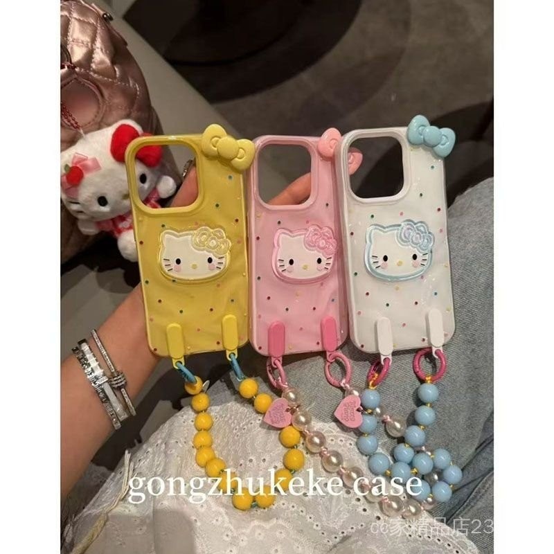 Ốp lưng họa tiết chấm bi KT Cat tương thích iPhone 16 Pro Max 15 mới 14 chống sốc 13/12/11
