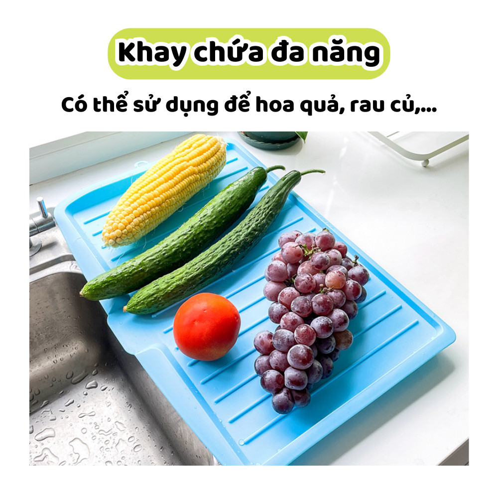 Khay Úp Chén Bát Silicon Nhà Bếp DinoHome, Khay Thoát Nước Úp Bồn Rửa Chén Nhanh Khô Chống Trượt