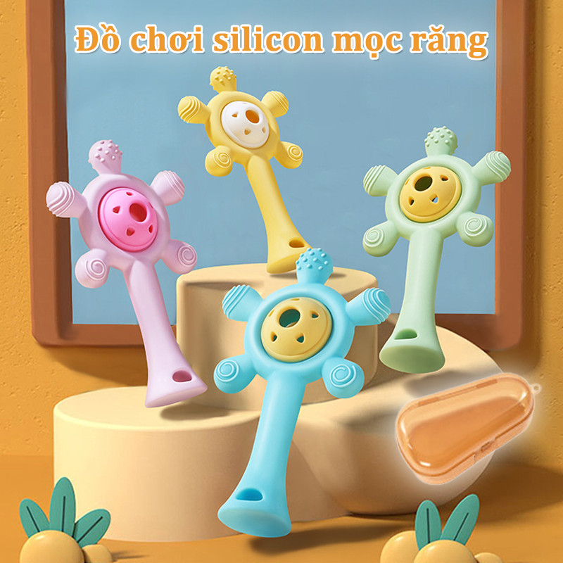 Gặm nướu xúc xắc cho bé sơ sinh Silicone y tế, kháng khuẩn hỗ trợ khả năng cầm nắm, Tăng Khả Năng Nghe Nhìn