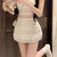 Váy bodycon nữ ren trắng eo cao xếp ly phong cách Hàn Quốc mùa hè