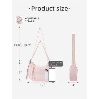 GC2 Crescent Quilted Hobo Túi xách đeo vai Túi xách nữ Nylon có dây đeo vai có thể điều chỉnh CG2