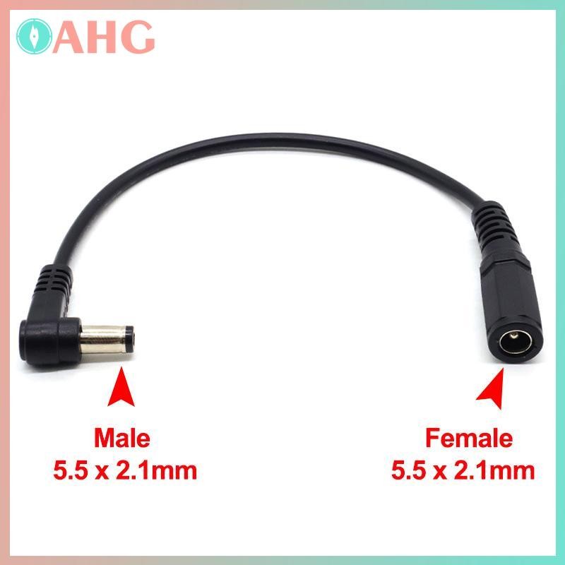 THÊM 1 / 3 Phụ Kiện DIY Cáp 5.5 X 2.1mm Nam Sang Nữ Adapter Góc Phải 90 Độ Cáp Sạc BSS