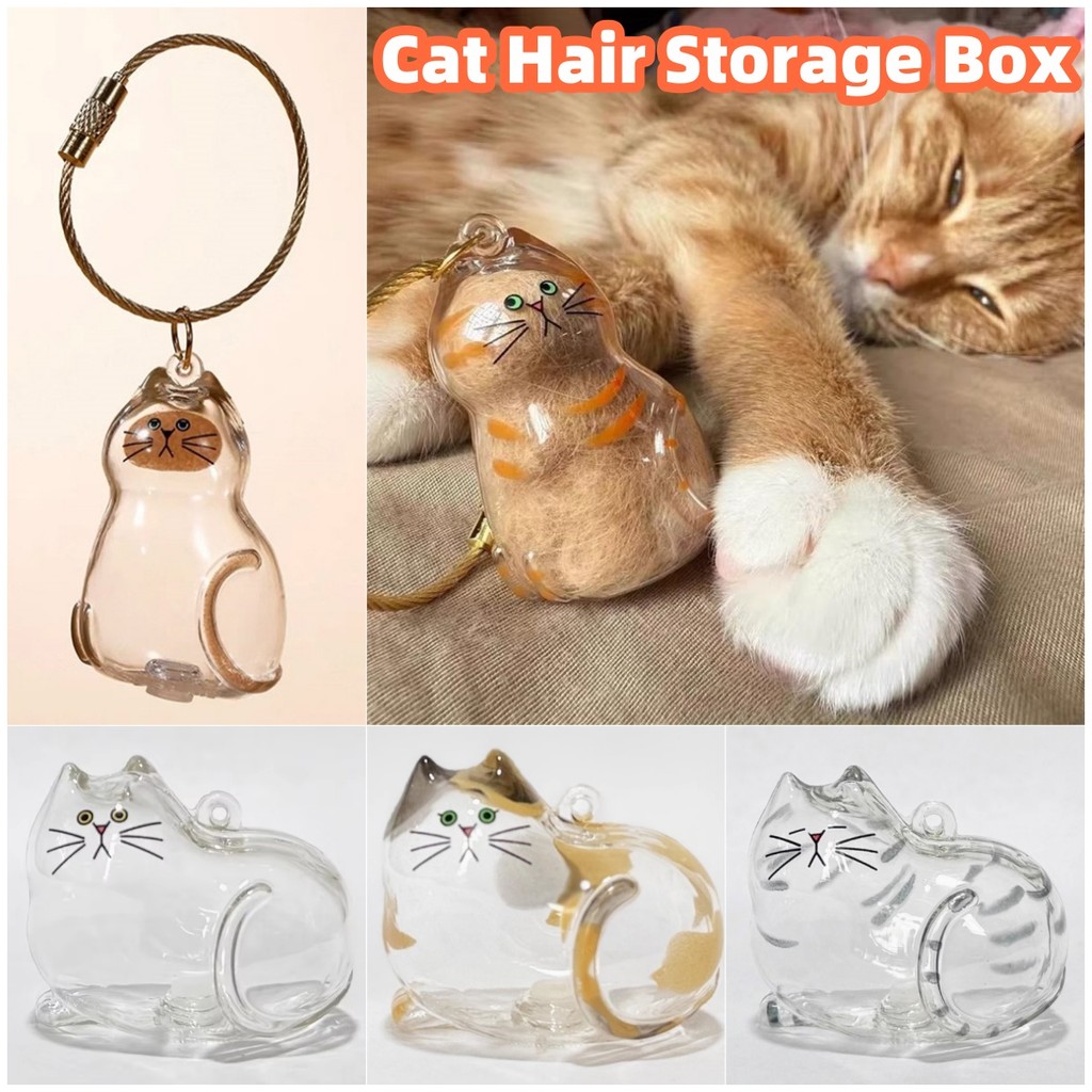 Sáng Tạo Dễ Thương Mèo Hộp Bảo Quản Tóc Thú Cưng Bộ Sưu Tập Móc Khóa Treo Mèo Túi Treo Thú Cưng Chải Lông Quà Lưu Niệm