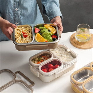 Hộp Bento THEHOMECO, Hộp Cơm Trưa Inox Chống Rò Rỉ, Hình Chữ Nhật 2 / 3 / 4 Dây Chia Kín Hộp Đựng Thực Phẩm Người Lớn