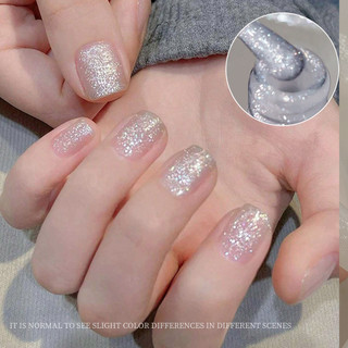 XEIJAYI Gel móng tay tỏa sáng, kim tuyến mịn, mật độ cao, bạc, kim cương vỡ, sequin, keo trị liệu, nghệ thuật móng tay cho tiệm làm móng 15ml