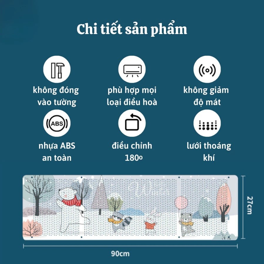 Tấm Chắn Gió Điều Hoà, Tấm chuyển đổi hướng gió điều hoà, máy lạnh bảo vệ sức khoẻ gia đình - FE123