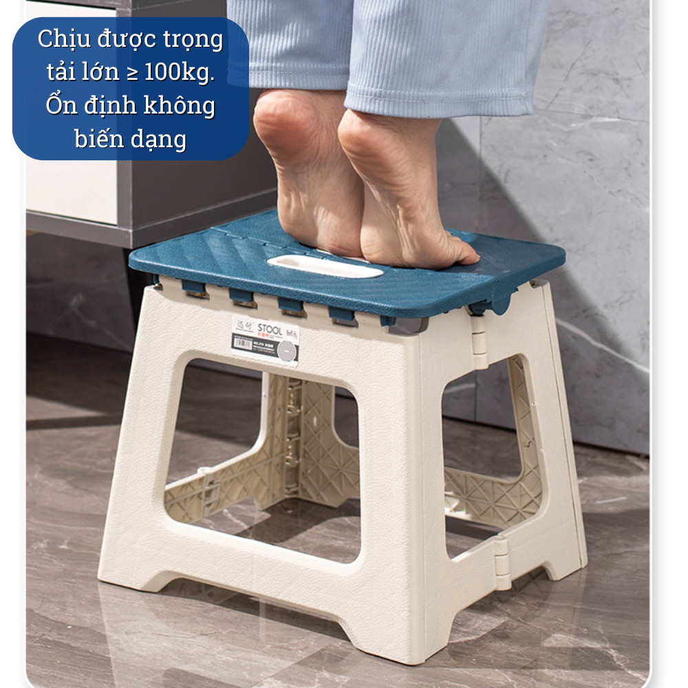 Ghế đẩu gấp gọn chất liệu nhựa PP cao cấp DINO, Ghế gấp gọn cầm tay mang đi du lịch tiện lợi