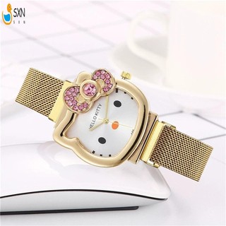 Đồng hồ đeo tay thông thường Hello Kitty Đồng hồ đeo tay Analog mặt số dễ đọc có khóa kính lúp để sắp xếp thời gian và lịch trình