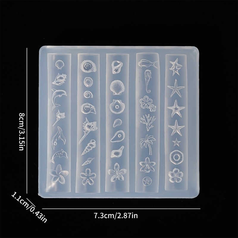 Wellb Silicone Móng Tay Nghệ Thuật Khuôn Phụ Kiện Khuôn Móng Tay Khuôn Trang Trí Biển Series Kết Cấu Silicon Hoàn Hảo Cho Nhiều Móng Tay Ty