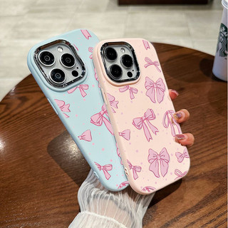 Ốp Điện Thoại Cho RENO 13F 11F 12F 7 8 PRO 4 5 6 Lite 8T 5Z 6Z 2Z 2F 5F OPPO A18 A38 A16 A17 A3S A53 A57 A77 A77S A59 A74 A94 Ốp Điện Thoại Màu Hồng Nơ Sang Trọng Mạ Kim Loại Ống kính