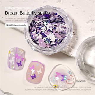 Trang trí móng nghệ thuật bướm sequin, màu sắc macaron, dụng cụ cho tiệm làm móng
