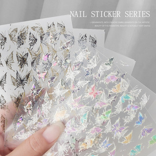 Tomoni Nail Art Nhãn dán móng tay hình bướm laser nhiều màu sắc, màu bronzing 5D nổi, nhãn dán màu ma thuật, trang trí móng tay, công cụ làm móng cho tiệm nail