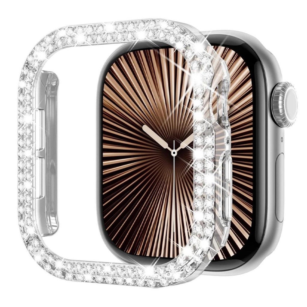 Ốp Bảo Vệ Ốp Lưng PC Kim Cương Giả Kim Cương Giả Cho Apple Watch Series11 / 10 42mm 46mm Ultra3 / 2 / 1 49mm 9 8 7 6 5 4 SE 45mm 41mm 40mm 44mm