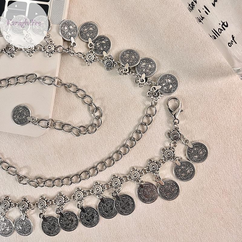 K2nightFee Kim Loại sel Thắt Lưng Vintage Bạc Phong Cách Bohemian Thắt Lưng Cơ Thể Trang Sức Eo Trang Sức Phong Cách Dân Tộc Thắt Lưng VN