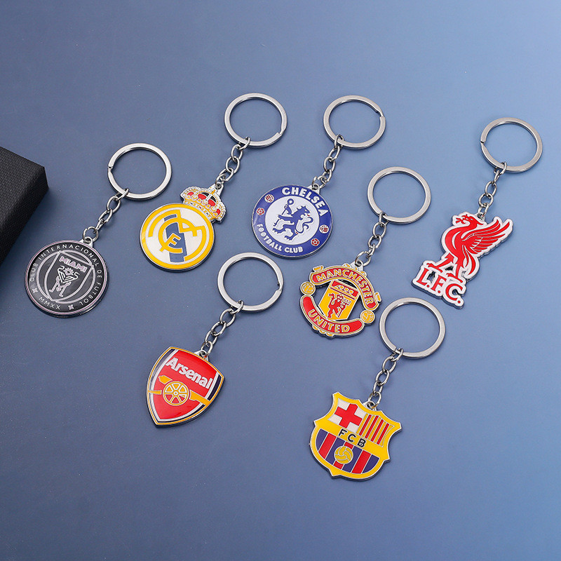 Mặt hàng cho người hâm mộ bóng đá Chelsea Barcelona, huy hiệu đội, móc khóa xe hơi nhiều màu sắc, mặt dây chuyền ba lô CGVF