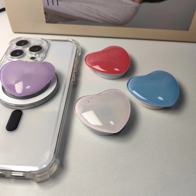 Hàn Quốc Dễ Thương Màu Trơn Trái Tim Tình Yêu Cho Magnetic Socket Điện Thoại Từ Griptok Grip Tok Đứng Cho IPhone 16 Vỏ Sạc Không Dây Giá Đỡ
