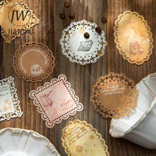 JIANWU Cà Phê Dòng Vintage Ren Rỗng Phong Cảnh Cắt Kéo Sổ Lưu Niệm Chất Liệu Giấy Sáng Tạo DIY Rác Tạp Chí Văn Phòng Phẩm
