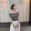 Marbit Thời Trang Một Vai Hàn Quốc Rời Sọc Dệt Kim Áo Thun Nữ Mới
