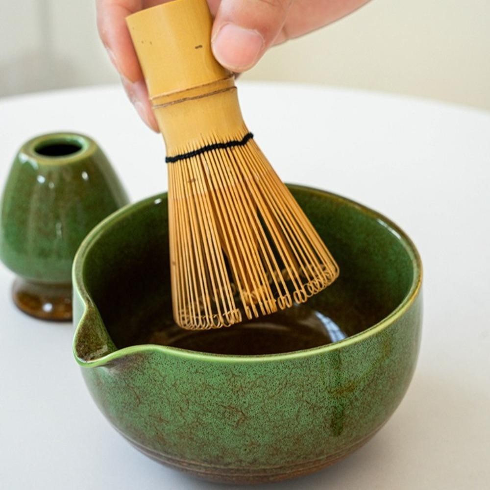 Bộ trà Matcha 7 món SLICELIFE, Máy đánh trứng Matcha truyền thống Nhật Bản bằng gốm tre, Bàn chải khuấy có thể tái sử dụng Dụng cụ làm trà