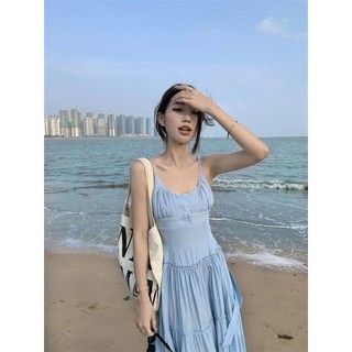 Váy yếm nhẹ nhàng màu hồng dành cho nữ mùa hè phong cách kỳ nghỉ