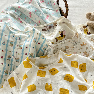 (6m-12Yrs) Bộ quần áo sơ mi ngắn tay Cotton cho bé Unisex mùa hè cho trẻ em mặc mềm mại thoáng khí