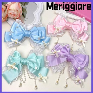 MERIGGIARE Gothic Nơ Mũ, Ngọc Trai Ren Nơ Kẹp Tóc, KC Cosplay Mũ Công Chúa Handmade Mũ Nón