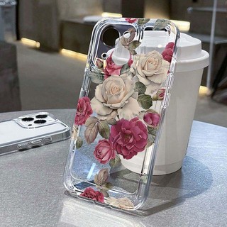 Hoa Lily Hibiscus Hoa Hồng In Hình Trong Suốt Cho Iphone 16 Pro Max 11 13 12 14 15 Pro Max X XS 16E Ốp Lưng Điện Thoại Silicon Hoa Vintage Thiết Kế Mới Chống Sốc Trong Suốt TPU Mềm