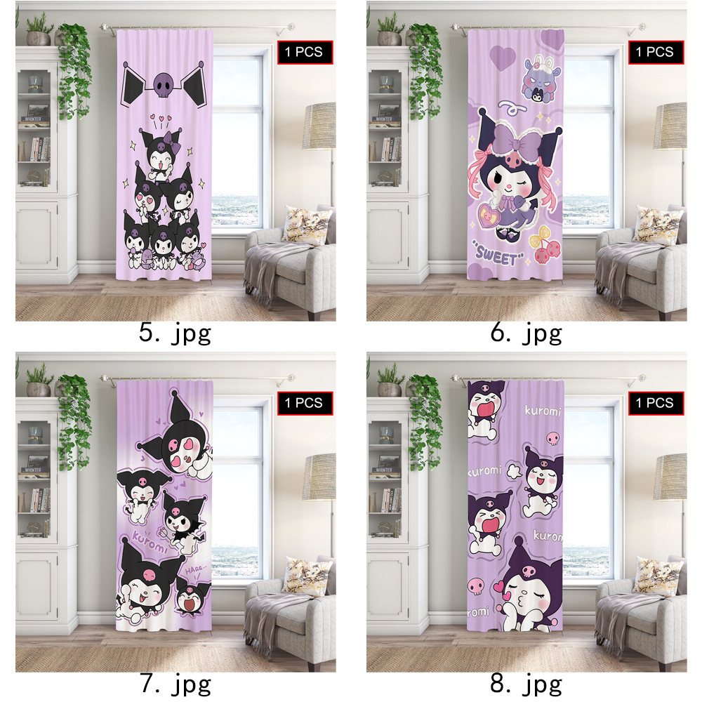 Rèm Sanrio Kuromi, Thích Hợp Cho Phòng Khách, Phòng Ngủ, Máy Có Thể Giặt Màn Polyester 1PC