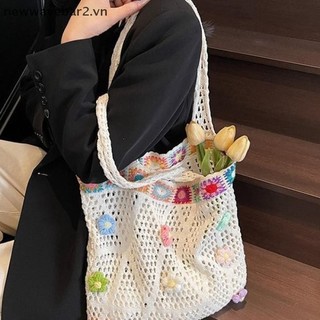 [Mới] Túi Tote dệt hoa Boho Túi đeo vai du lịch thông thường thời trang mùa hè dành cho nữ Túi mua sắm sức chứa lớn.