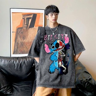 LOCAL BRAND Áo thun Wash Stitch Thi Ma Phong Cách Unisex Form Rộng / Áo thun Stitch Thi Ma Phông Màu Phong Cách Âu Mỹ