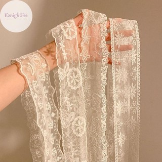K2nightFee Thêu Ruy Băng Dài Và Thắt Lưng Phụ Kiện Ren Pháp Khăn Mùa Hè Rỗng Hoa Dài Ruy Băng Khăn Buộc Tóc Snood VN