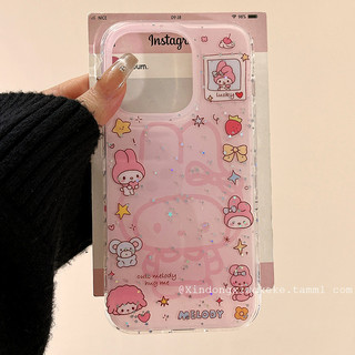 Ốp điện thoại Star Melody màu hồng dễ thương phù hợp cho iPhone 16 15 14 13 Pro Max chống sốc bảo vệ camera chống rơi mặt sau cứng