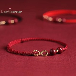 Lostcorner Thời Trang Đơn Giản May Mắn Vòng Tay Dành Cho Nữ Handmade Biểu Tượng Cặp Đôi Vòng Tay Cinnabar Hạt Vòng Tay Quà Tặng Mới