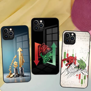 BK-1 Đầu tư thương mại Thị trường chứng khoán Forex Ốp điện thoại cho Iphone 16 17.15 14 12 11 13 Pro Max Mini 8 X Xr Xs Puls Vỏ kính màu đen