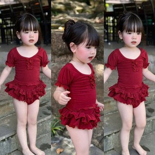 10-30kg Bộ bơi áo bèo quần chip bèo HA cho bé gái chất thun gân giãn đẹp