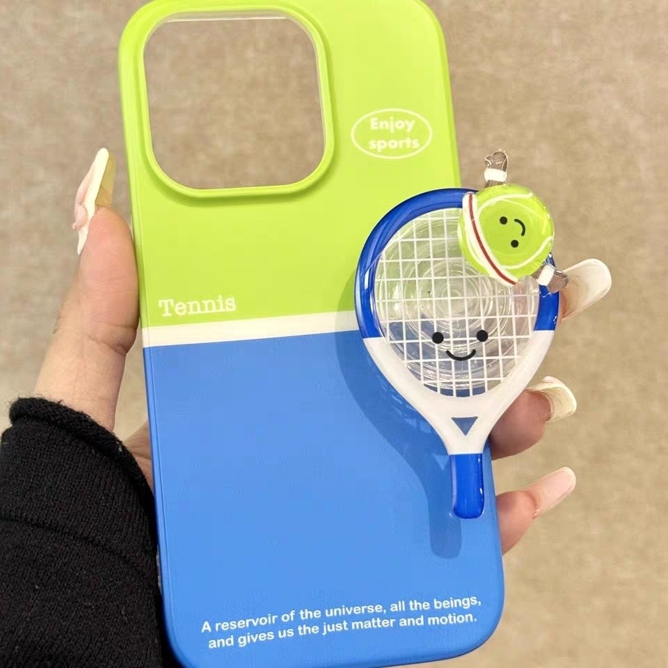 Ins Style Cao Cấp Cảm Giác Màu Xanh Và Xanh Đáy Tennis Giá Đỡ Thích Hợp Cho Apple 16promax Phong Cách Mới 14pro Vỏ Điện Thoại 12
