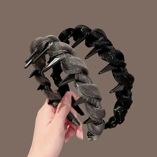 Băng Đô Lưới Hình Chữ U Ren Đen Sáng Bóng Dành Cho Nữ Và Bé Gái