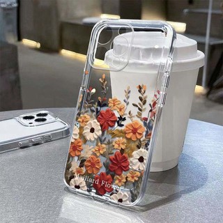 Hoa Lily Hibiscus Hoa Hồng In Hình Trong Suốt Cho Iphone 16 Pro Max 11 13 12 14 15 Pro Max X XS 16E Ốp Lưng Điện Thoại Silicon Hoa Vintage Thiết Kế Mới Chống Sốc Trong Suốt TPU Mềm