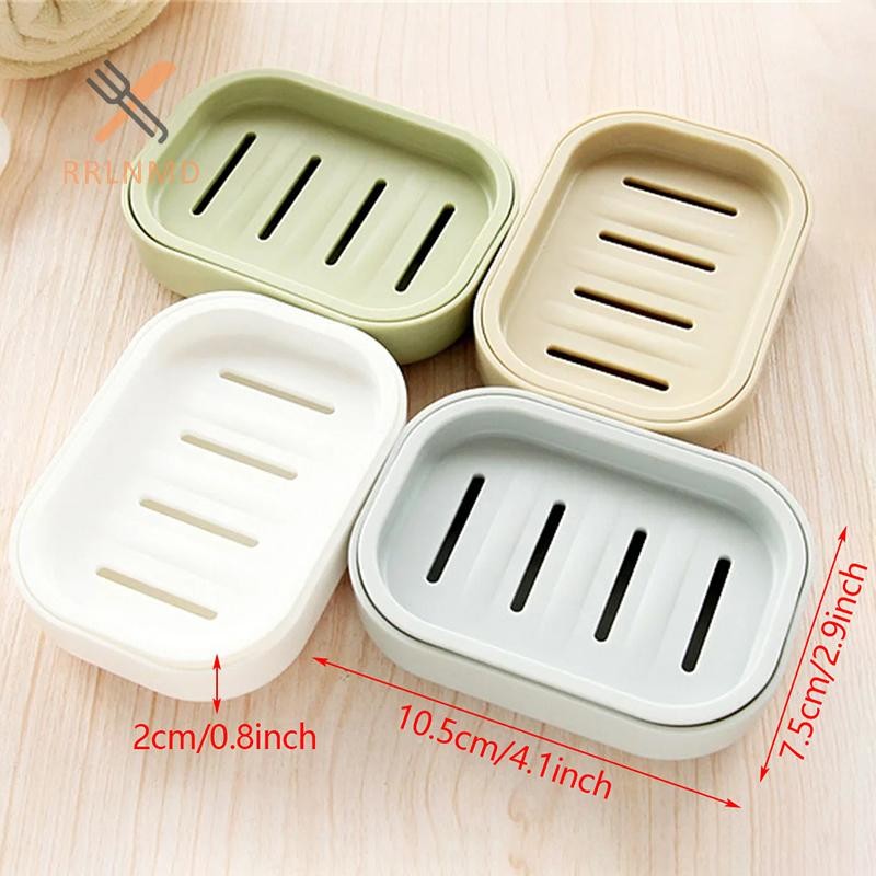 RRLNMD Đĩa Xà Phòng Vuông Hai Lớp Có Nắp Nhựa Thoát Nước Hộp Xà Phòng Hộ Gia Đình Phòng Tắm Du Lịch Đơn Giản Di Động Sáng Tạo Hộp Bảo Quản MỚI