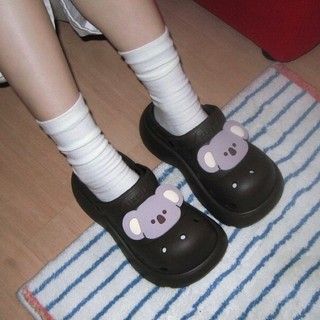 XIXITIAO Giày Sandal Đế Dày Tăng Chiều Cao Dép Dễ Thương Koala Nữ Ngoài Trời Mùa Hè