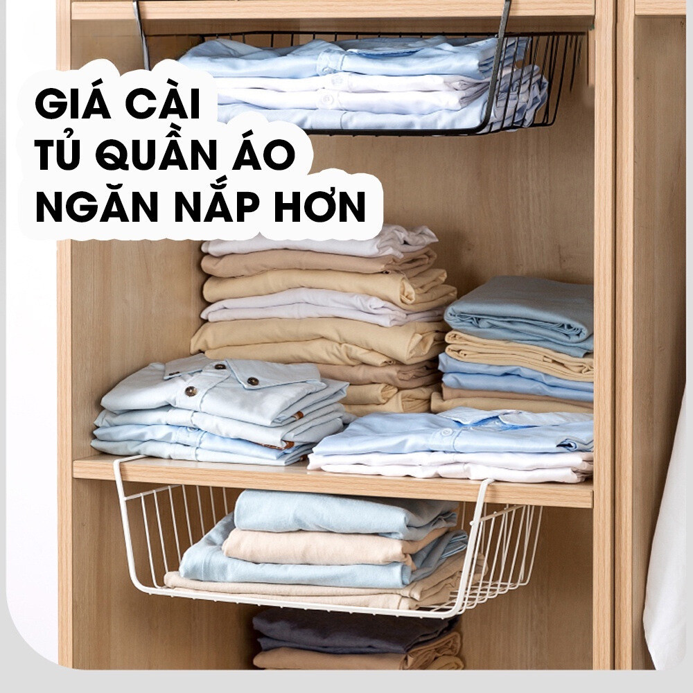 Khay Lưới Sắt Để Đồ Dưới Tủ Bếp, Kệ Đựng Đồ Nhà Bếp Treo Gắn Tủ Bếp Đa Năng Kích Thước 33x23cm