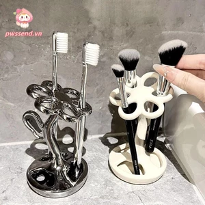 PWSSEND Giá đỡ bàn chải đánh răng, Giá đựng bàn chải đánh răng hình hoa bằng gốm, Sáng tạo chống ẩm 6 khe cắm Dễ dàng làm sạch Giá đựng đồ trong phòng tắm Đồ dùng phòng tắm