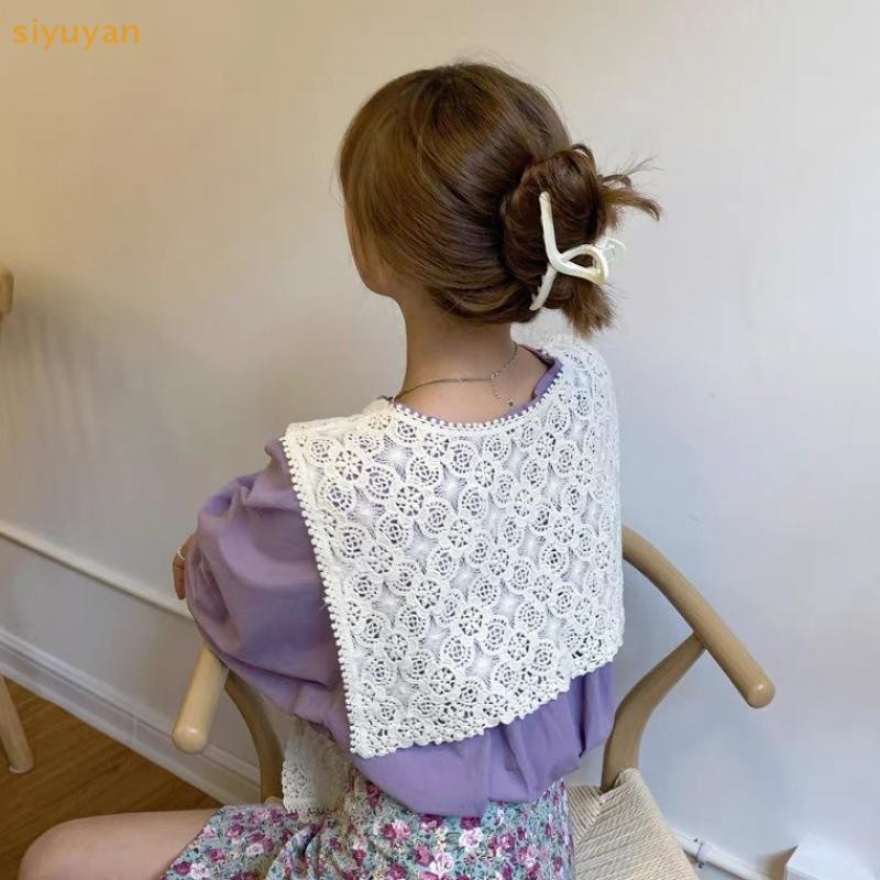 Siyuyan Phong Cách Vintage Rỗng Ra Móc Ren Khăn Nữ Áo Đeo Vai Giả Cổ Áo Mũi Để Trang Trí Quần Áo